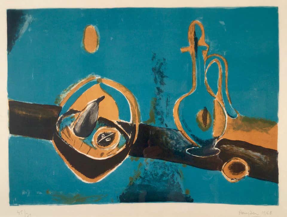 Bouteille et fruits by Henri Hayden, 1968