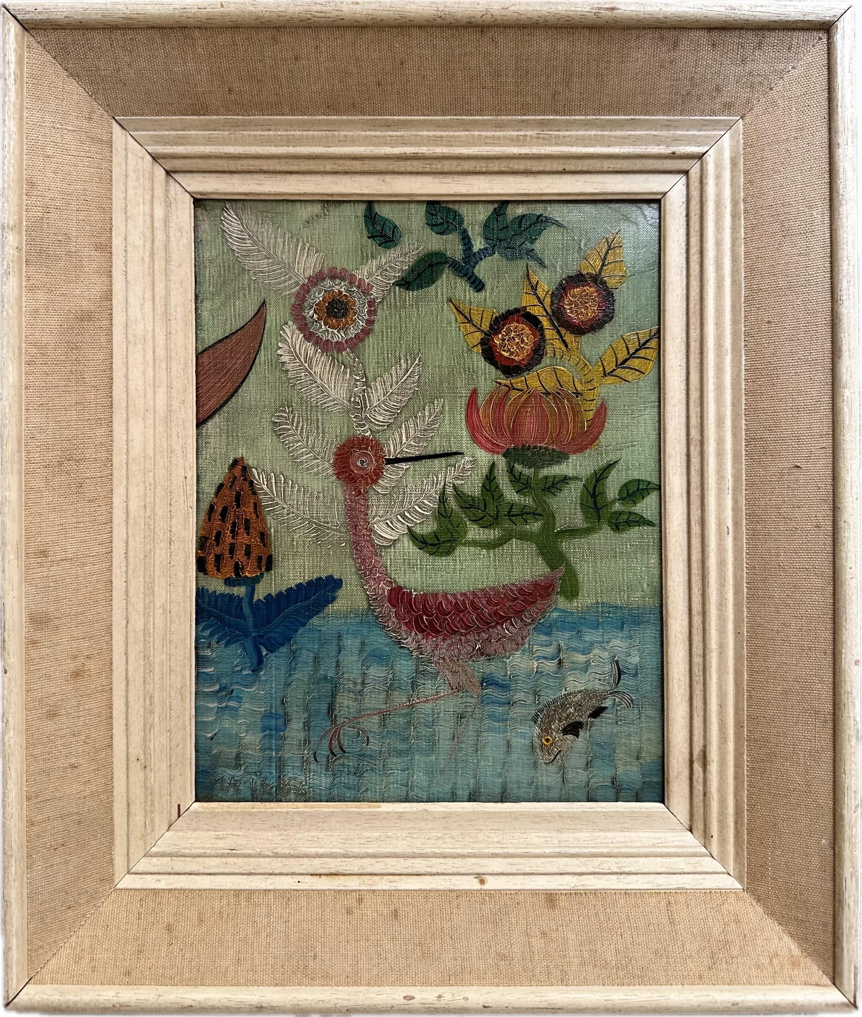 Small oil on canvas by Henri Hecht MAÏK (1922-1993) “Bird in nature” sign and date lower left “MAÏK 66”
Painted wood and canvas from the 60s frame.
Canvas dimensions: 19 x 24 cm
Overall dimensions: 36 x 30,5 cm
