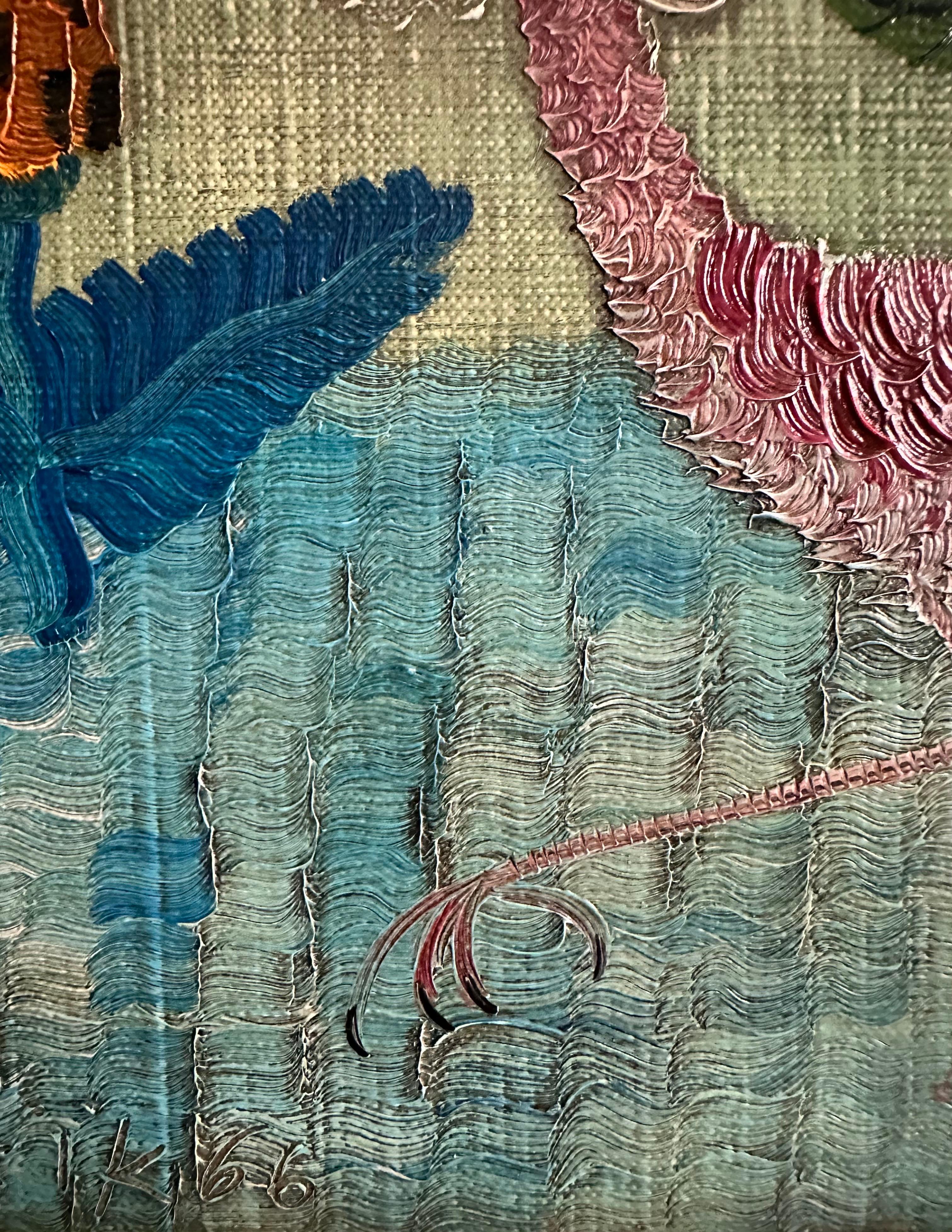Henri Hecht MAÏK 1966, French Painter, Oil on Canvas, “Bird in Nature” For Sale 3