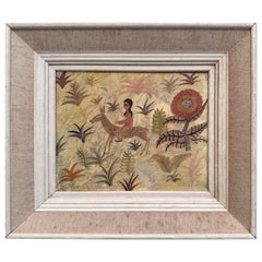 Henri Hecht MAÏK 1966, Pintor francés, Óleo sobre lienzo, "Niña sobre cierva"