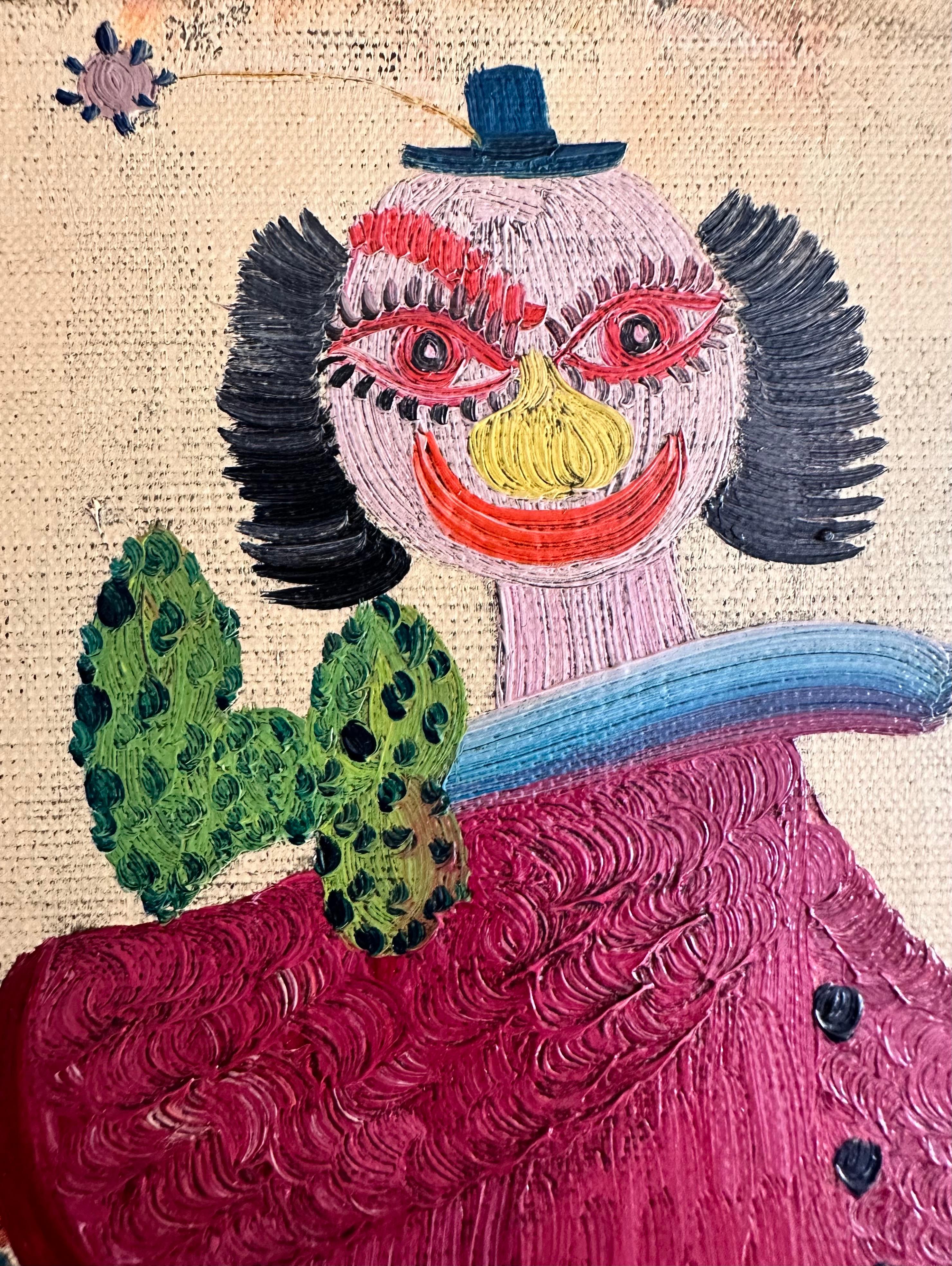 Henri Hecht MAÏK, French Painter, Oil on Canvas, “Tiger and Clown” 1966 For Sale 5