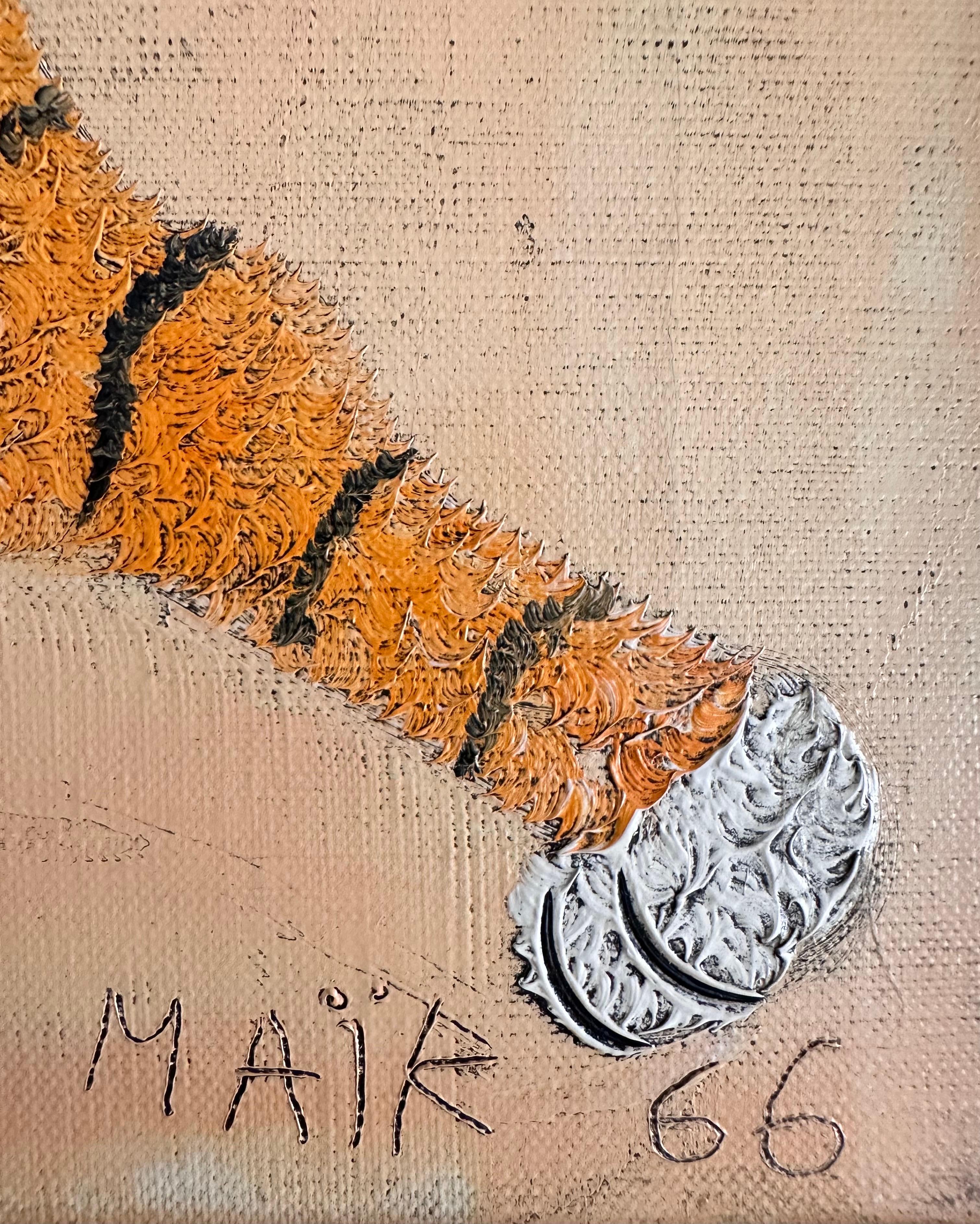 Henri Hecht MAÏK, French Painter, Oil on Canvas, “Tiger and Clown” 1966 For Sale 2