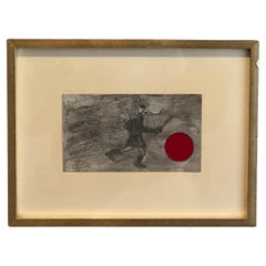 Henri Hecht MAÏK, French Painter, Small Oil on Paper, "Young Girl & Ball" 60's