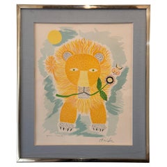 Henri Hecht MAÏK Litografía - Rara Prueba de Artista firmada de los años 70 " El León "