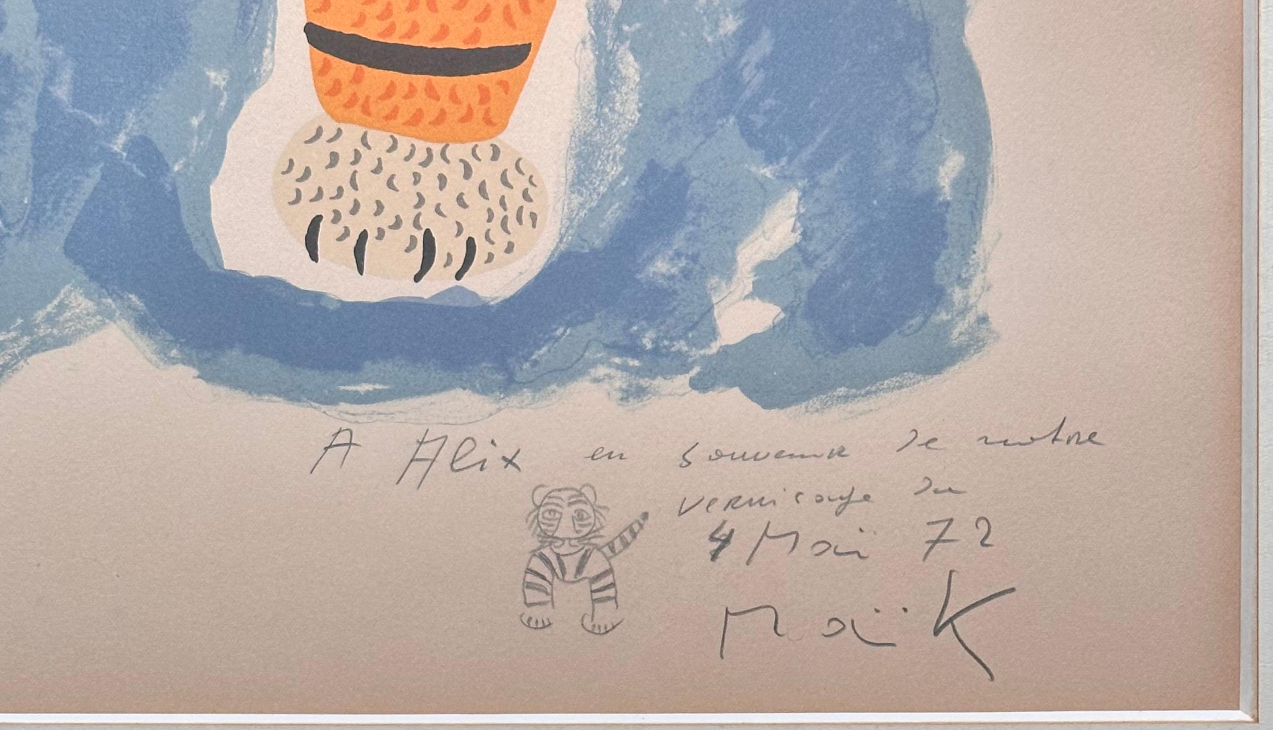 Late 20th Century Henri Hecht MAÏK Lithograph - Rare Signed Artist’s Proof from 72 « The Tiger » For Sale
