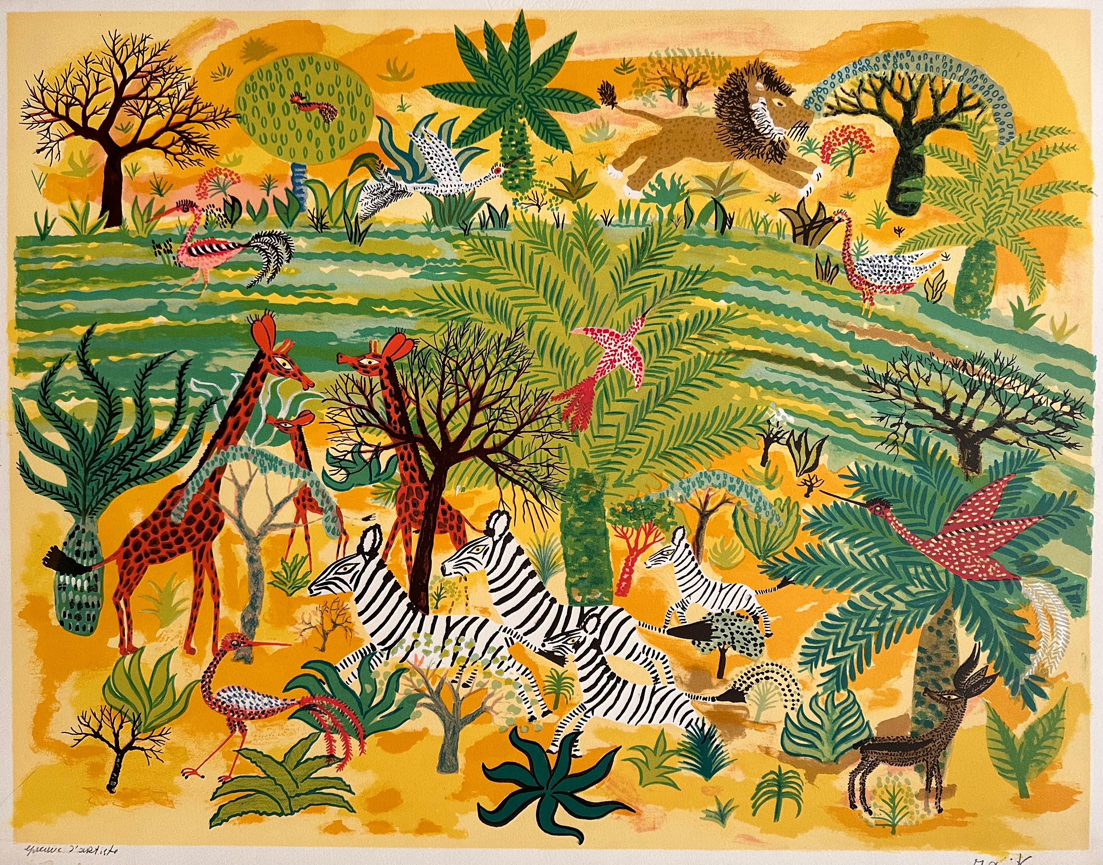 Henri Hecht MAÏK (1922-1993) Pintor francés.
Litografía en color 