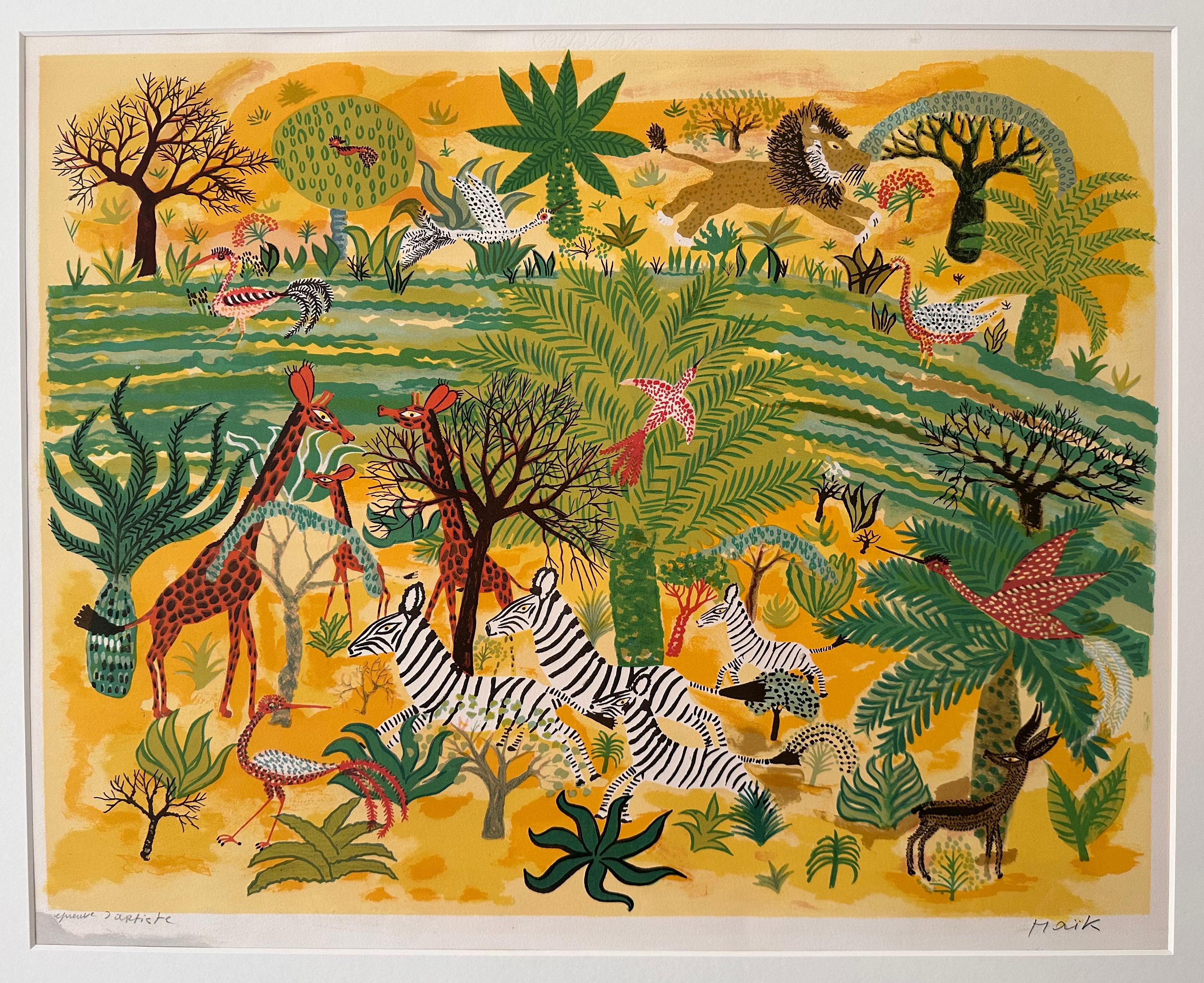 Henri HENRY MAÏK (1922-1993) Pittore francese.
Litografia a colori 