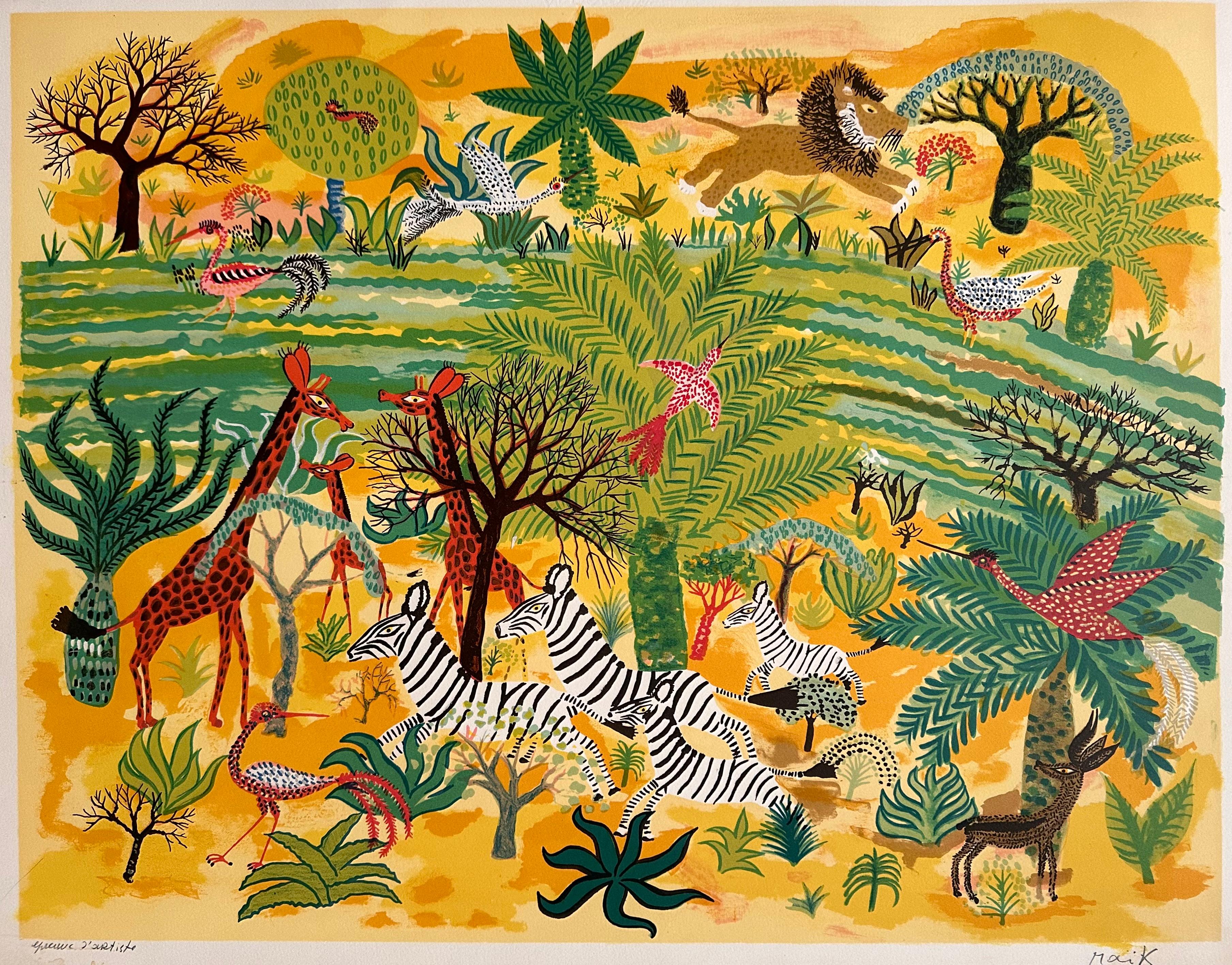 Henri Hecht MAÏK, Litografía, Rara prueba de artista firmada de principios de los años 70 Francés en venta