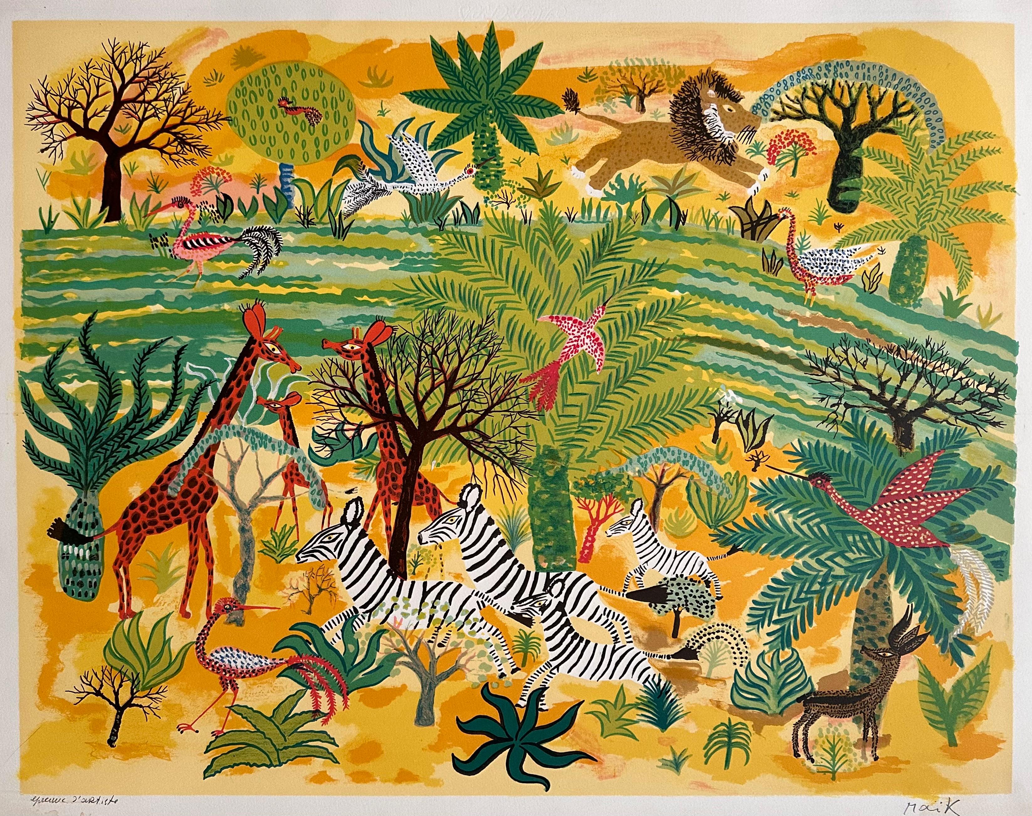 Henri Hecht MAÏK, Litografía, Rara prueba de artista firmada de principios de los años 70 en venta 2