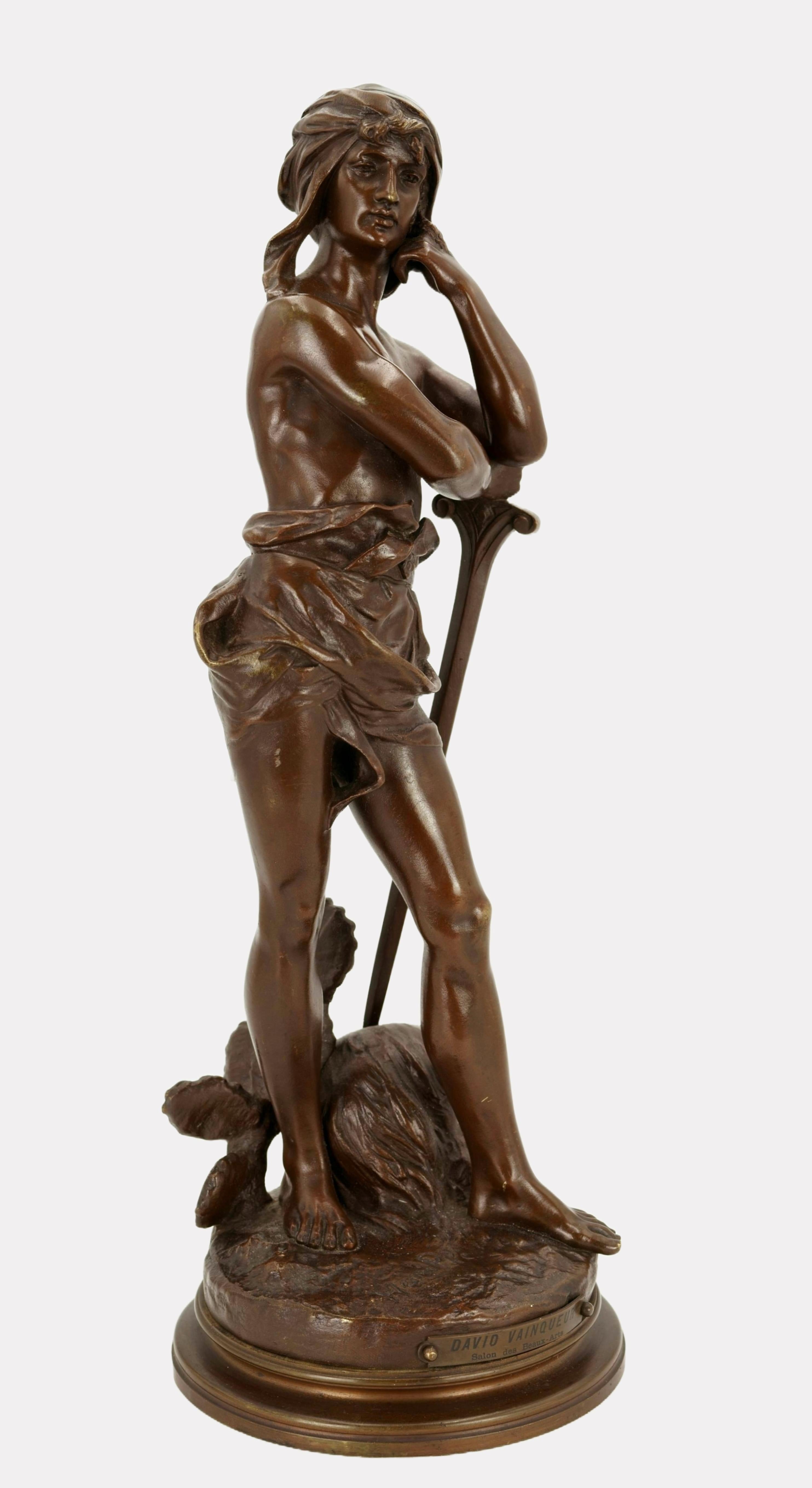 El victorioso David / - La melancolía del héroe radiante - - Sculpture de Henri Honoré Plé