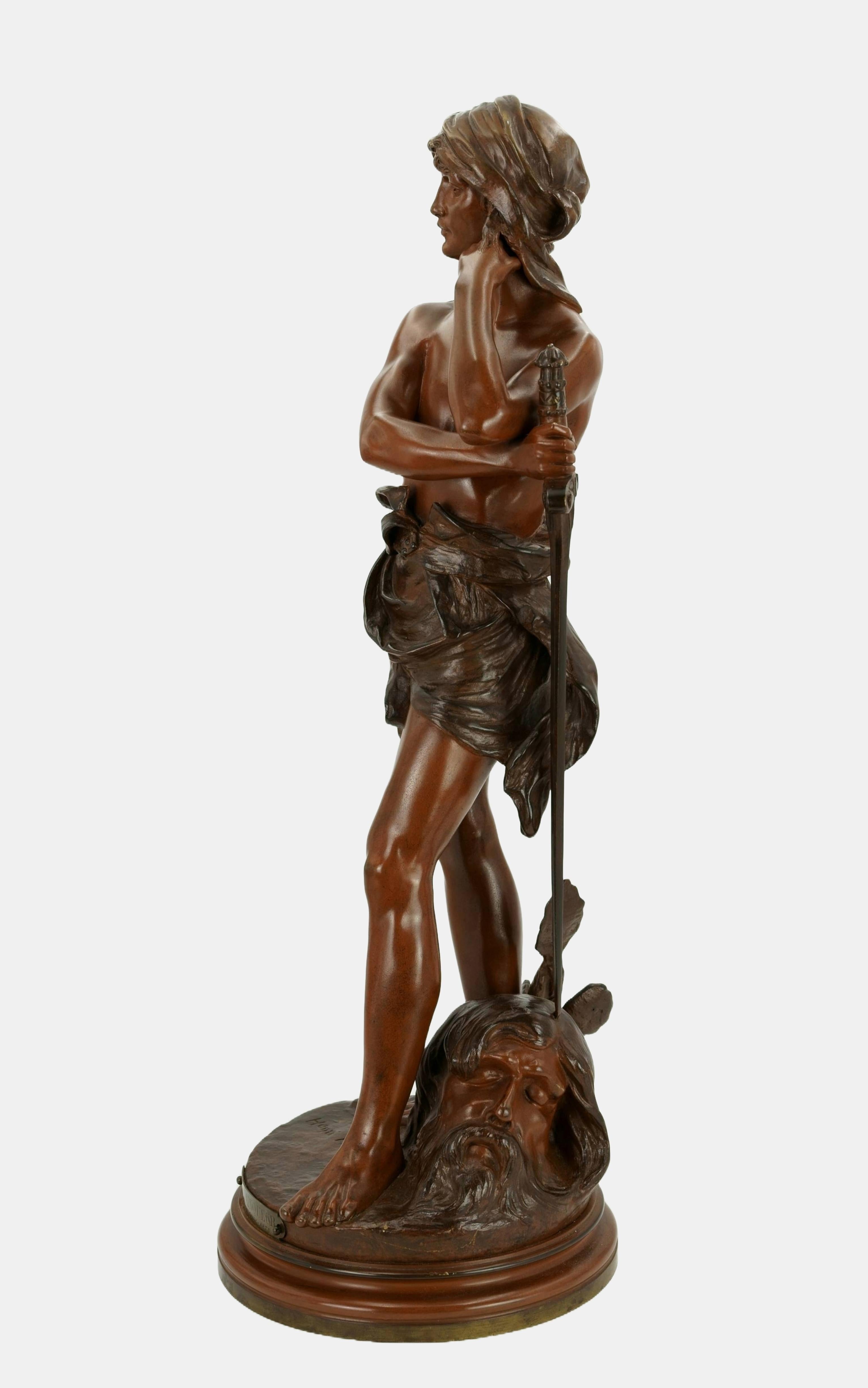El victorioso David / - La melancolía del héroe radiante - - Sculpture Realista de Henri Honoré Plé