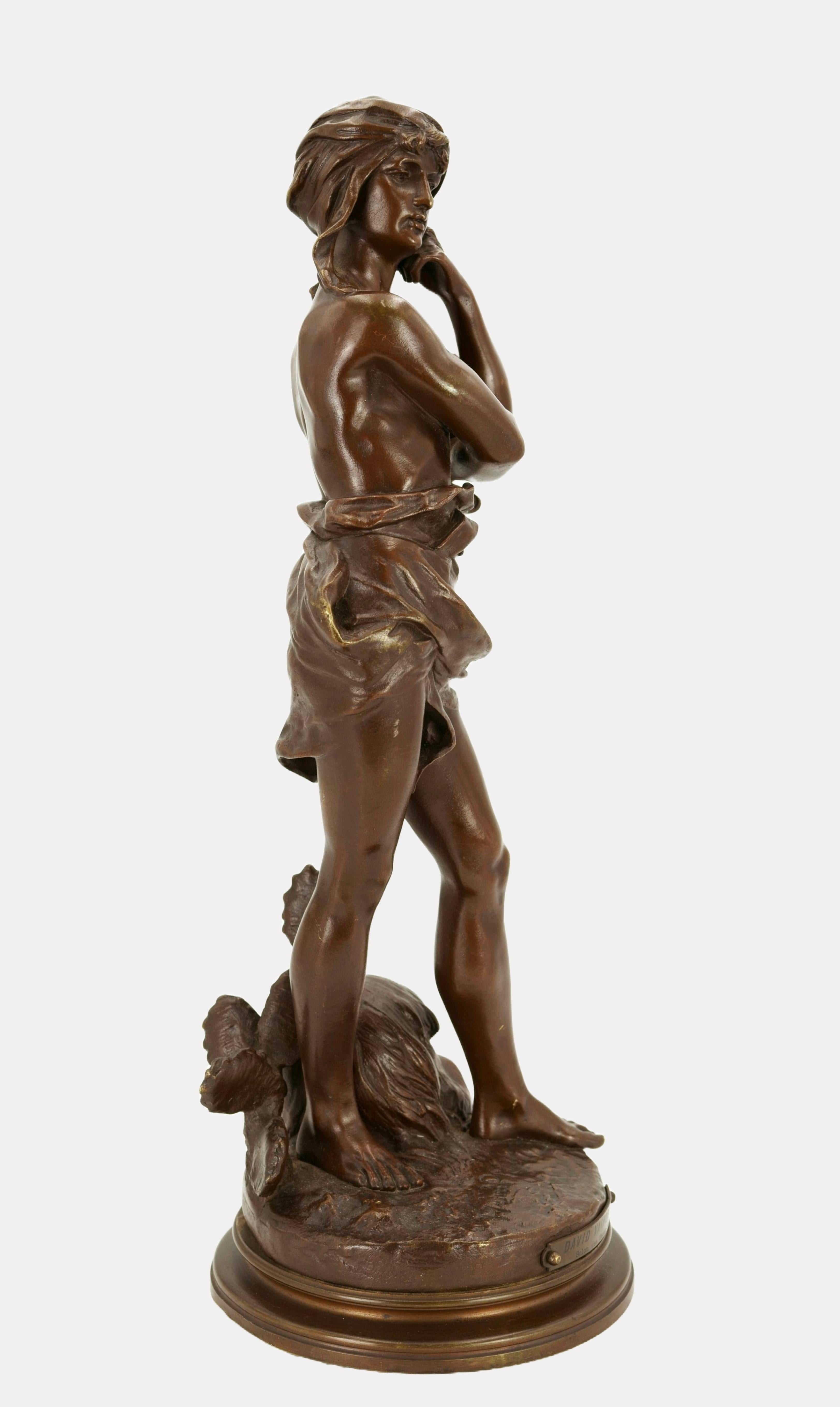 El victorioso David / - La melancolía del héroe radiante - - Sculpture Realista de Henri Honoré Plé