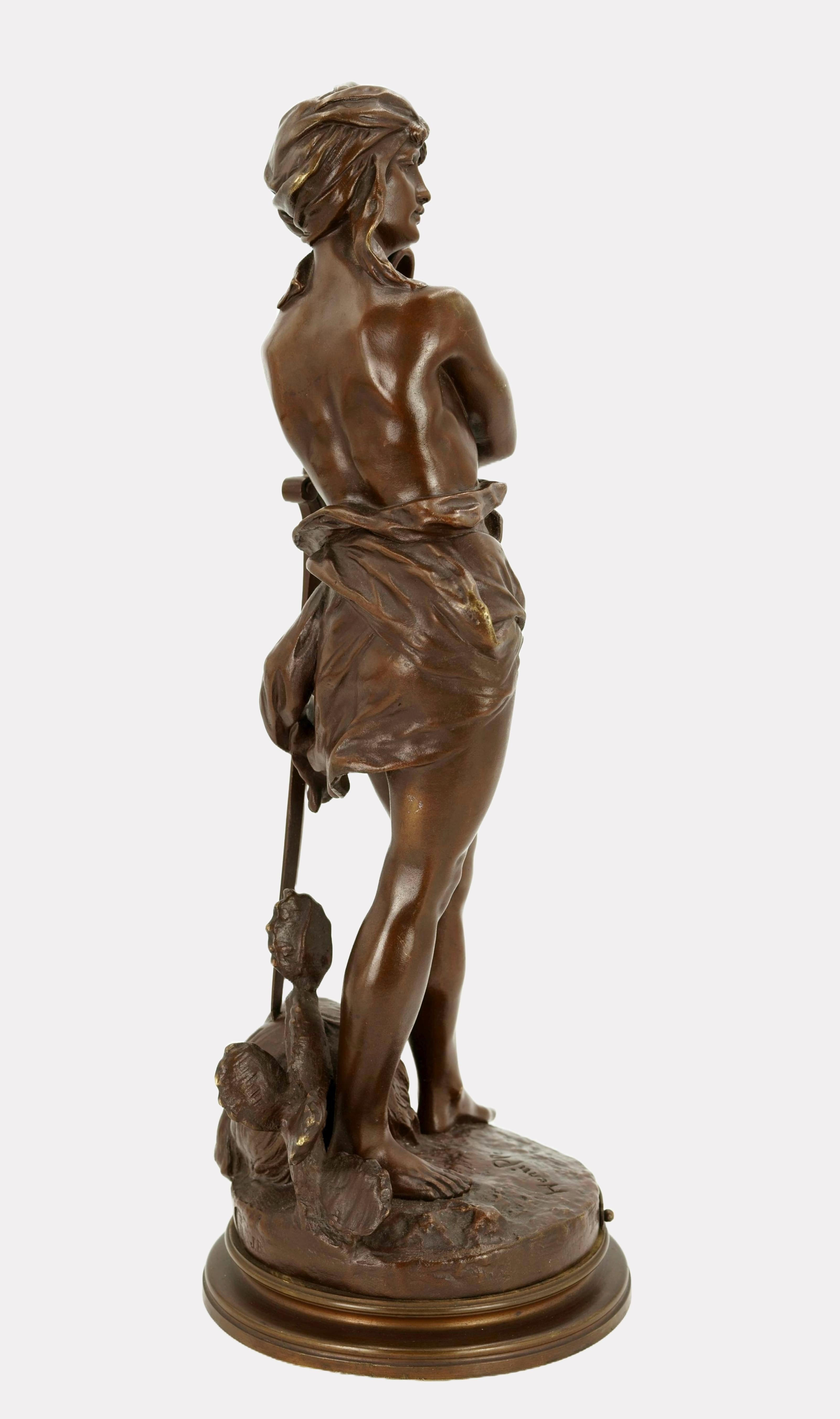 El victorioso David / - La melancolía del héroe radiante - - Nude Sculpture Oro de Henri Honoré Plé