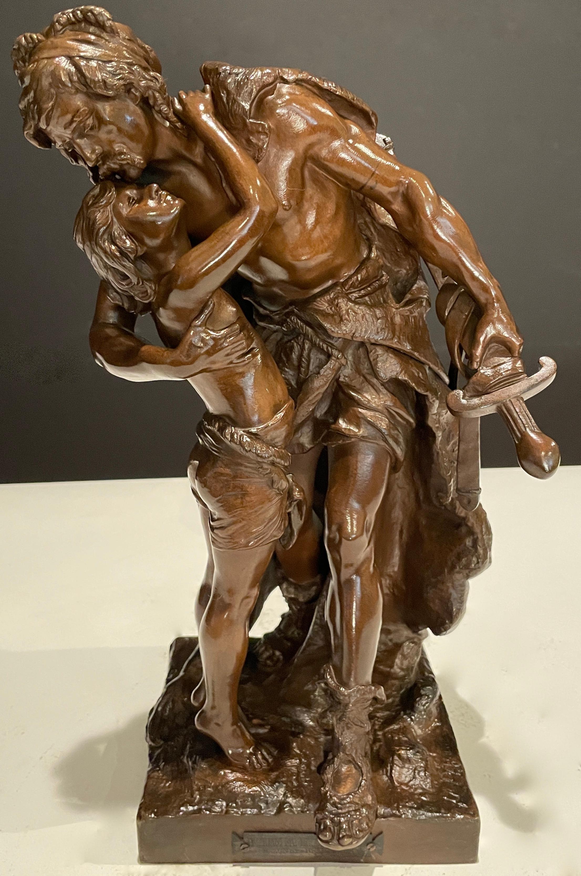 Bronzeskulptur aus dem 19. Jahrhundert Vater und Sohn von Henri Honore Plé (Beaux Arts) im Angebot