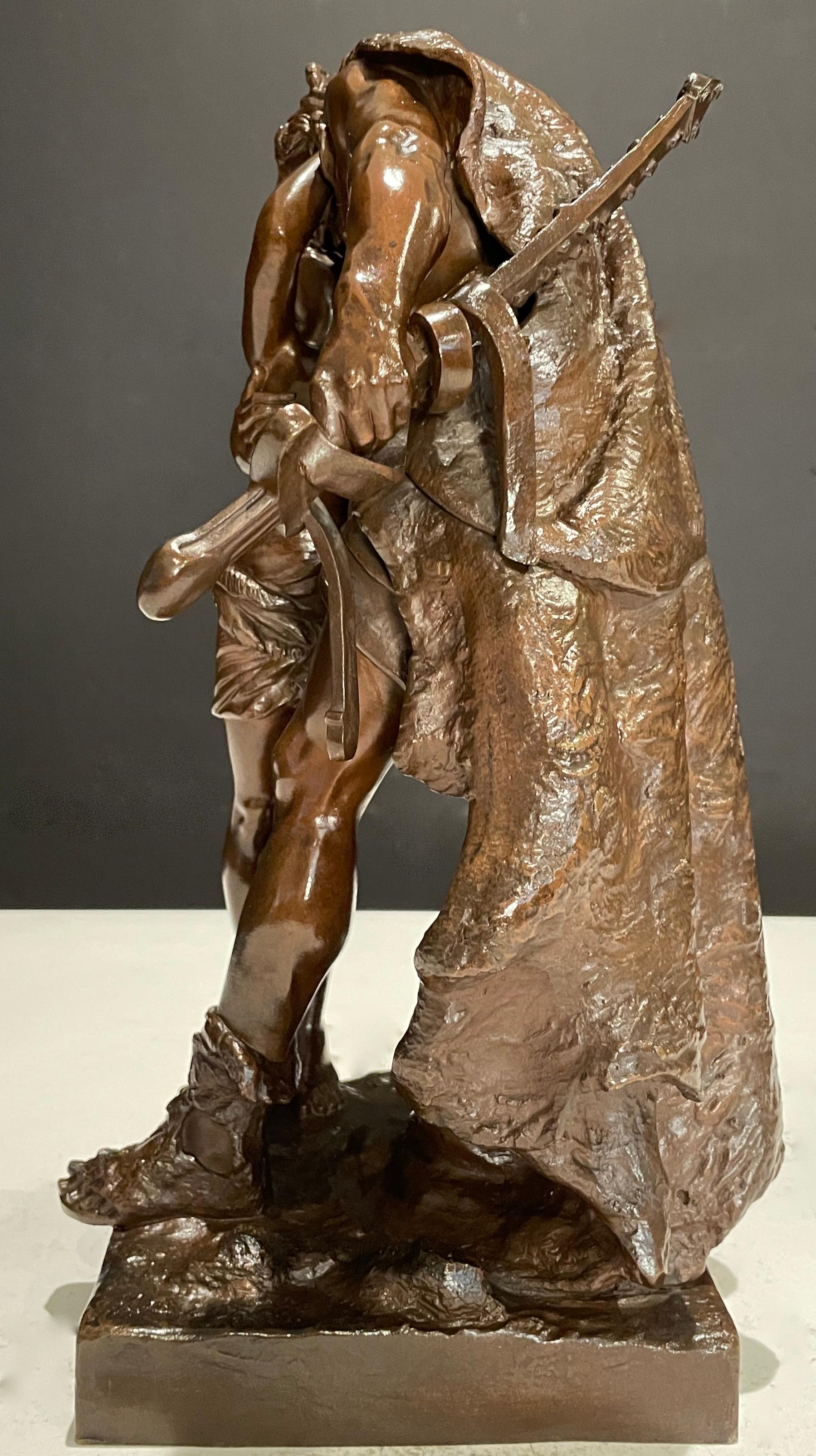 Bronzeskulptur aus dem 19. Jahrhundert Vater und Sohn von Henri Honore Plé im Zustand „Gut“ im Angebot in Norwood, NJ