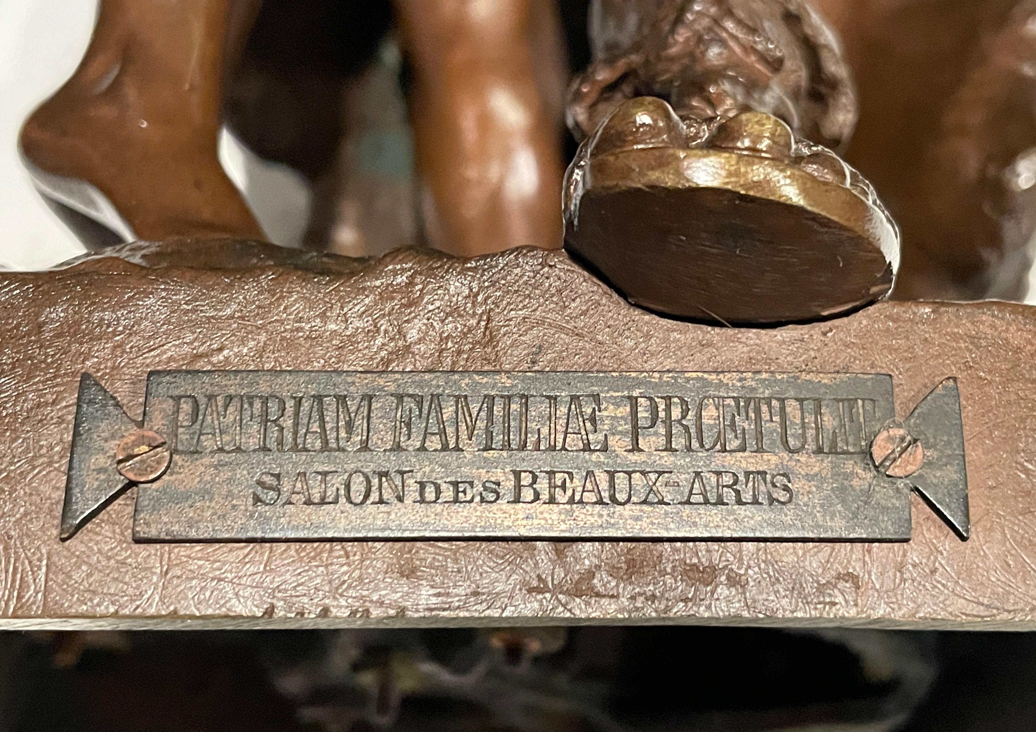 Bronzeskulptur aus dem 19. Jahrhundert Vater und Sohn von Henri Honore Plé im Angebot 2
