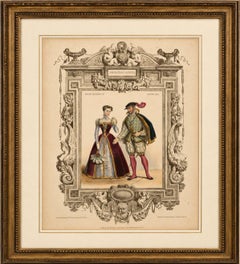 Henri II & Catherine de' Medici French Court Costume Lithograph, 1847