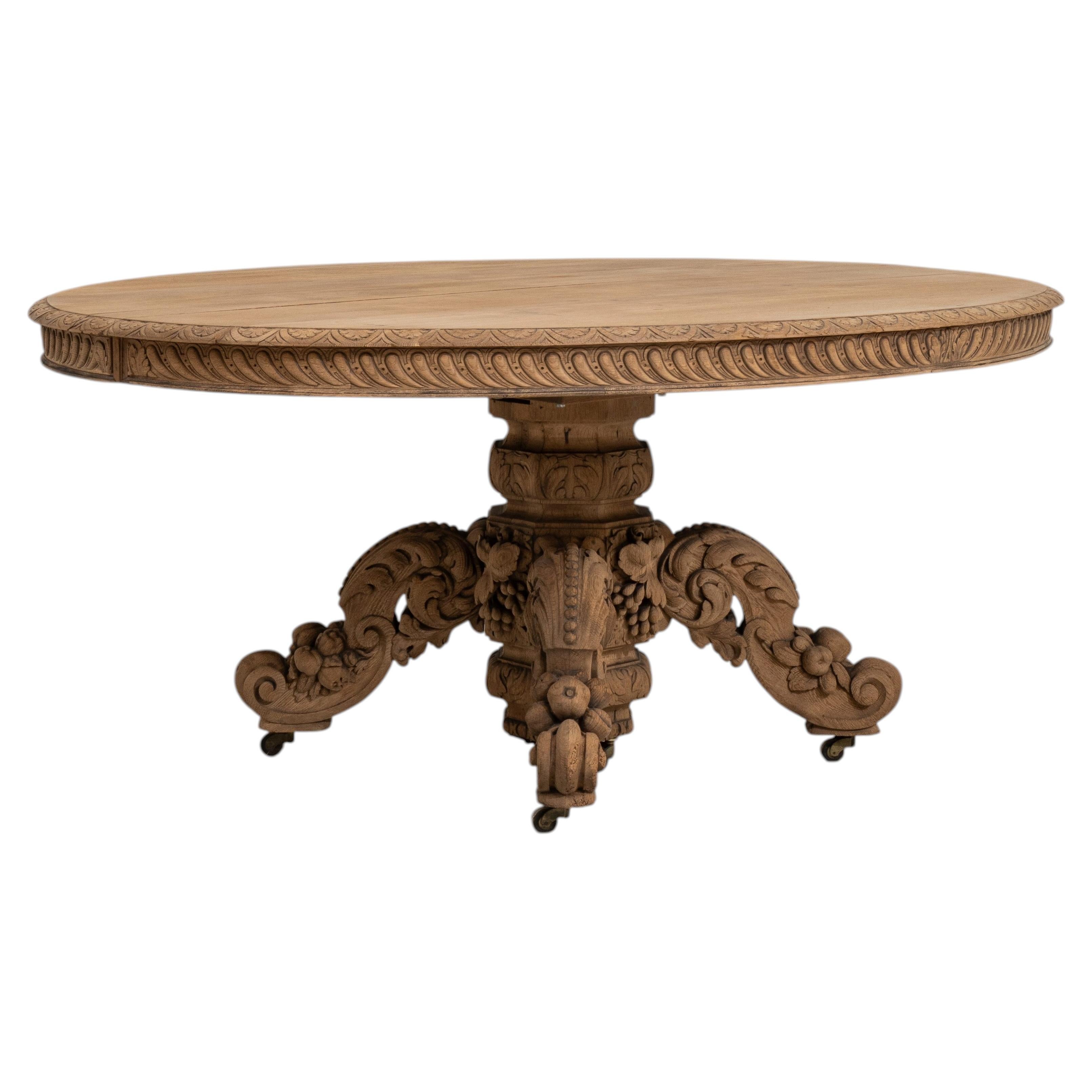 Henri II Oval Centre Table, Oak Wood, French Antique, Circa 1880 For Sale