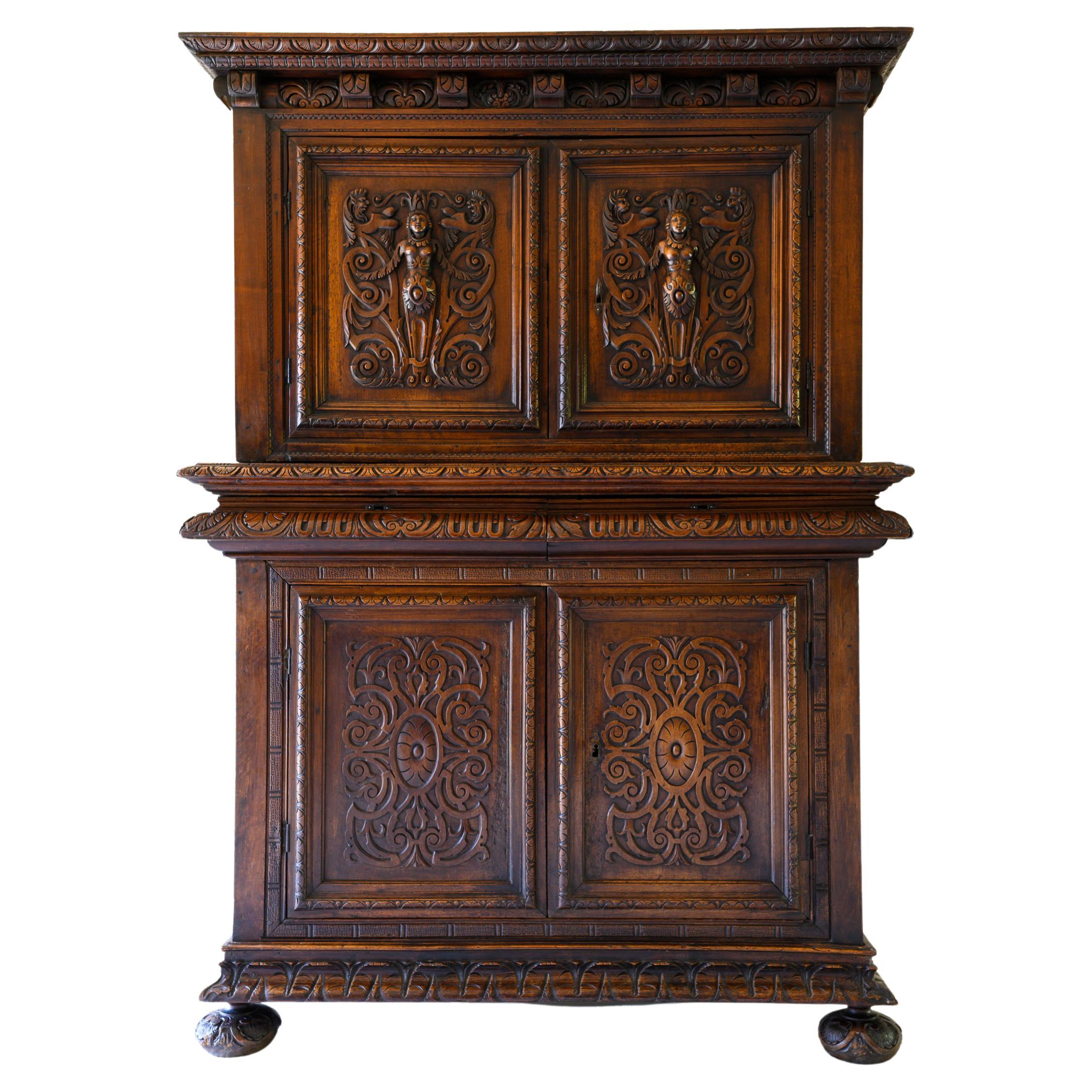 Henri II Renaissance Period 1560’s Sculpted Double-Buffet For Sale