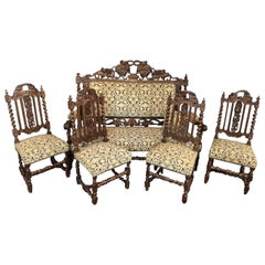 Ensemble salon de style Henri II avec canapé et chaises, France