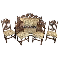 Henri II Style Living Room Set Sofa and Chairs, France