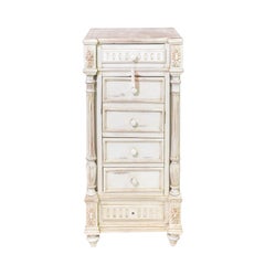 Henri II Style Marble Top Chiffonnier Chest with Five Drawers