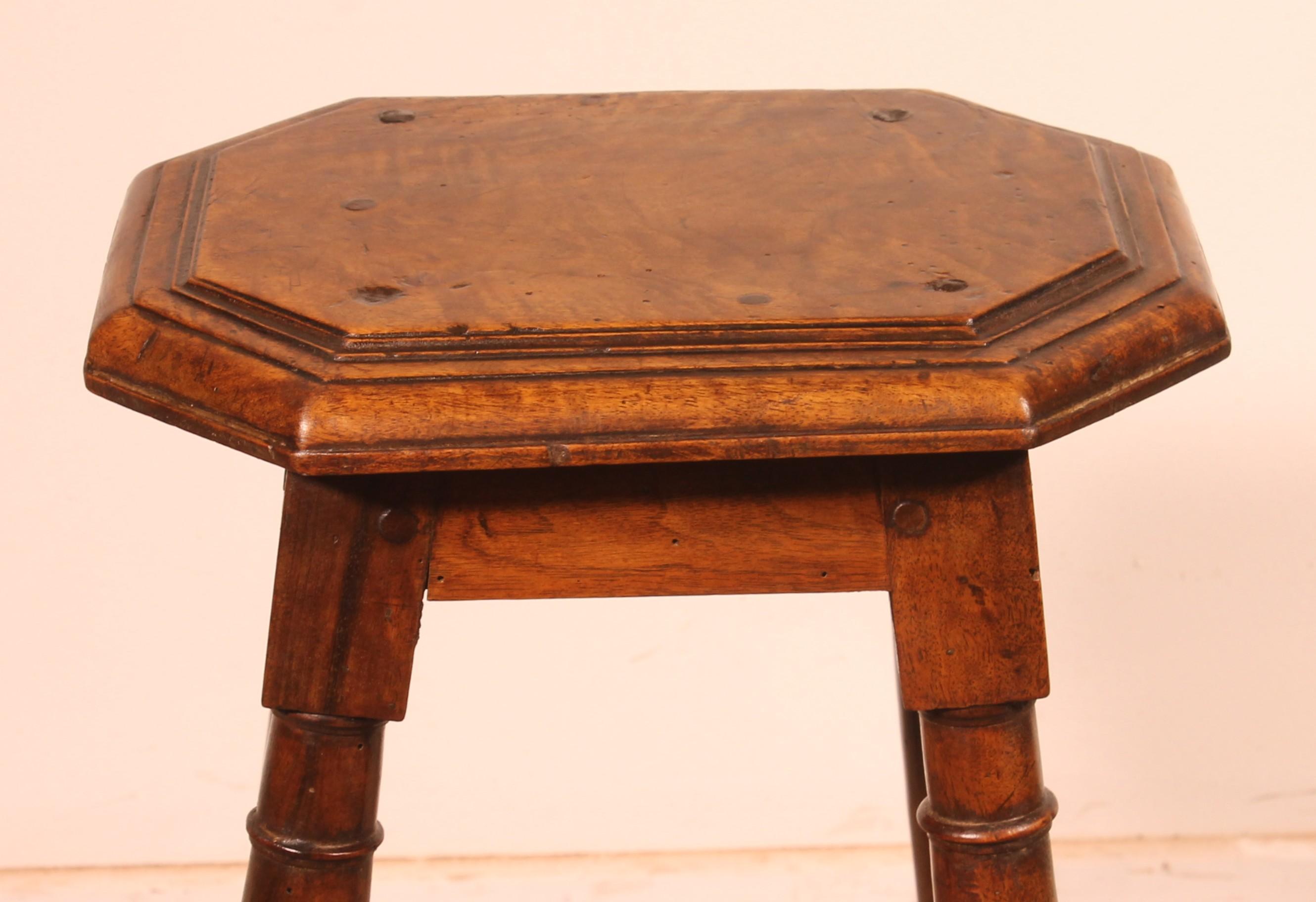 French Henri II Walnut Stool Early 17th Century For Sale
