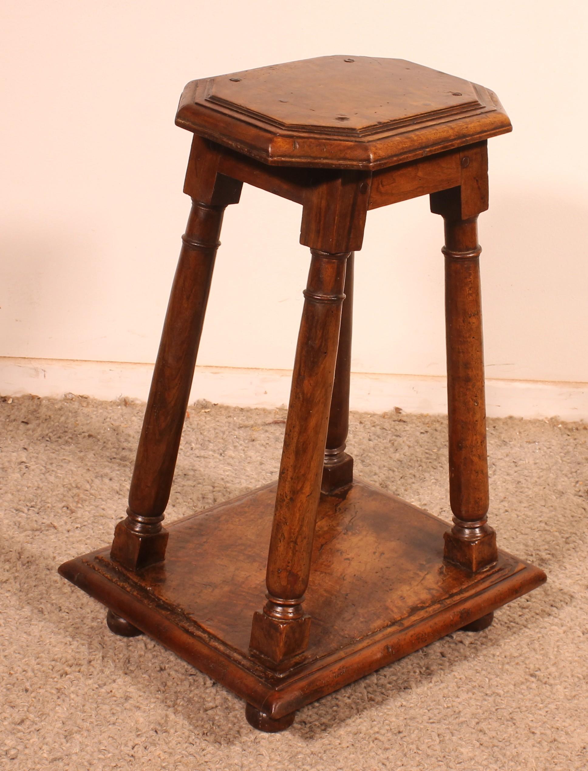 18th Century and Earlier Henri II Walnut Stool Early 17th Century For Sale
