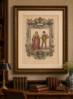 Henri III French Court Costume – Royal Couple Costume Lithograph, 1847