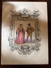 Henri III French Court Costume, Royal Couple Costume Lithograph, 1847, view 6