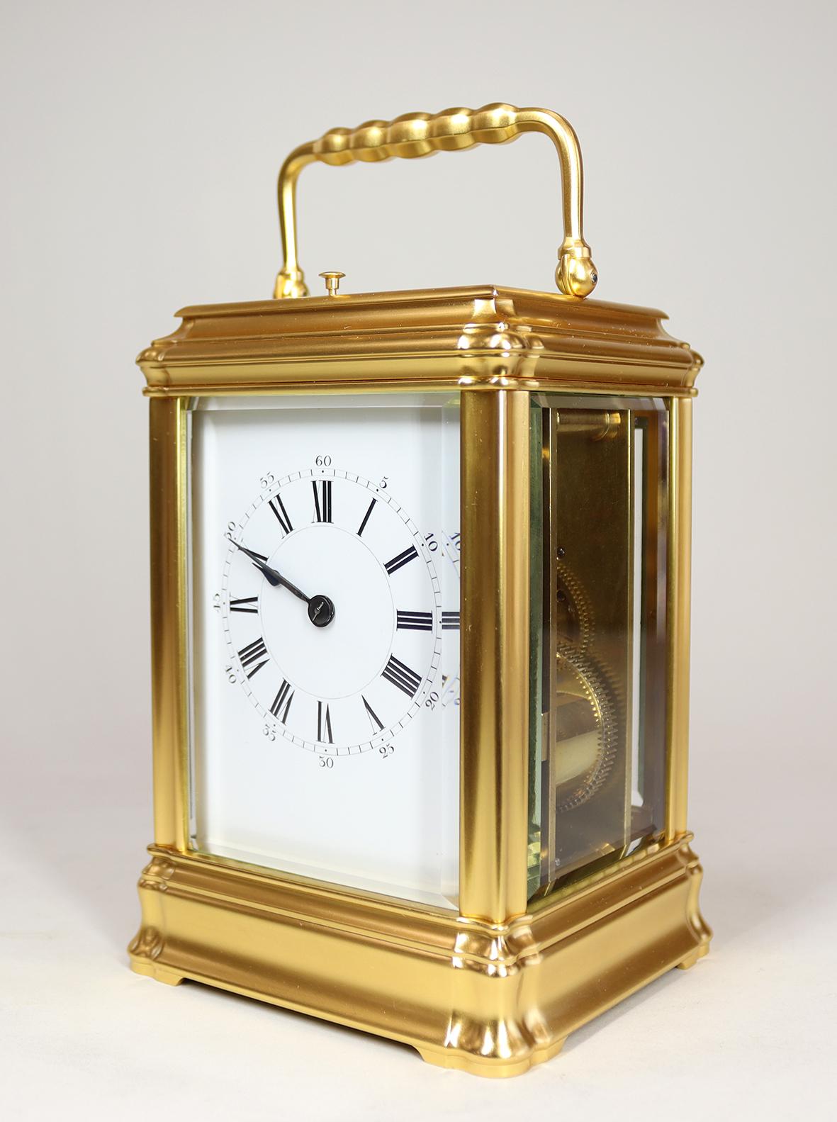 French Henri Jacot Carriage Clock with Strike Repeat Function For Sale