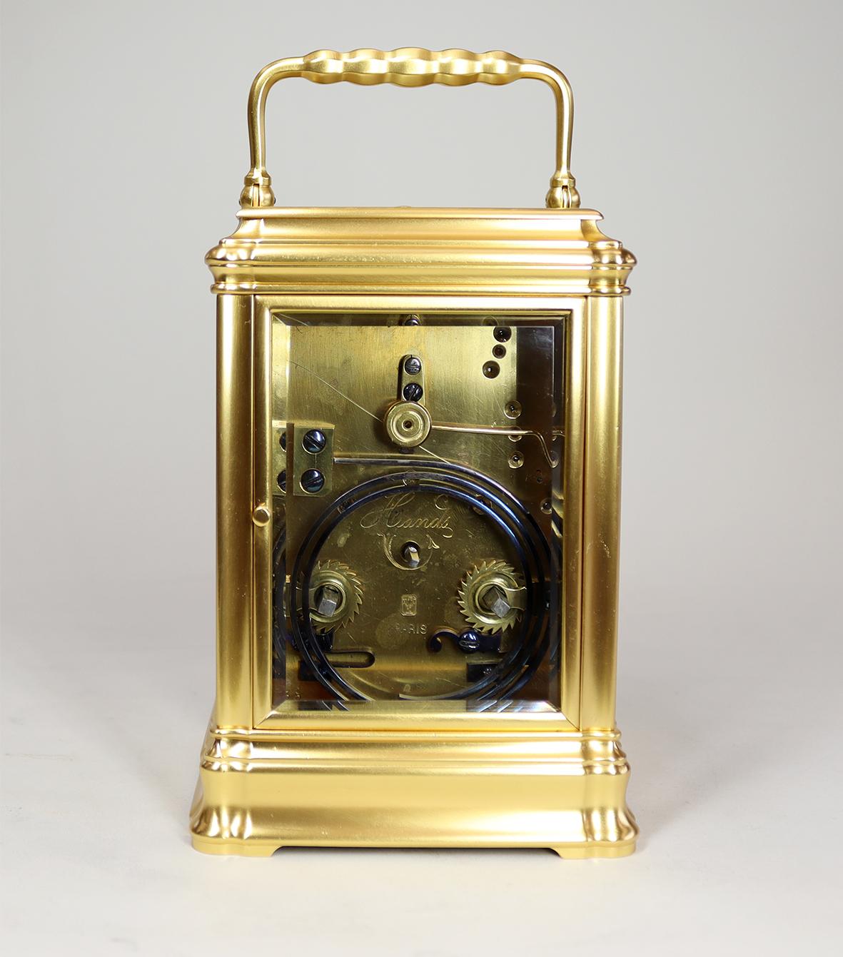 Late 19th Century Henri Jacot Carriage Clock with Strike Repeat Function For Sale