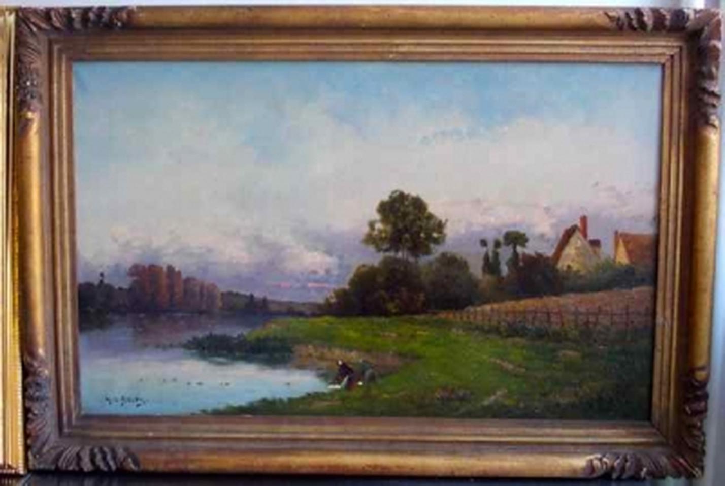 Henri Jacques Delpy Landscape Painting -  Bord de l'Oise 