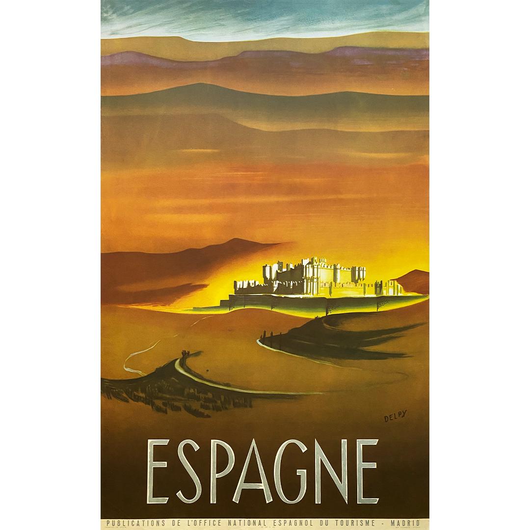 Poster originale creato da Delpy intorno al 1945 per promuovere il turismo in Spagna - Print di Henri Jacques Delpy