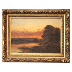 Henri Jacques Delpy, Lavandaie al tramonto (olio su tela)
