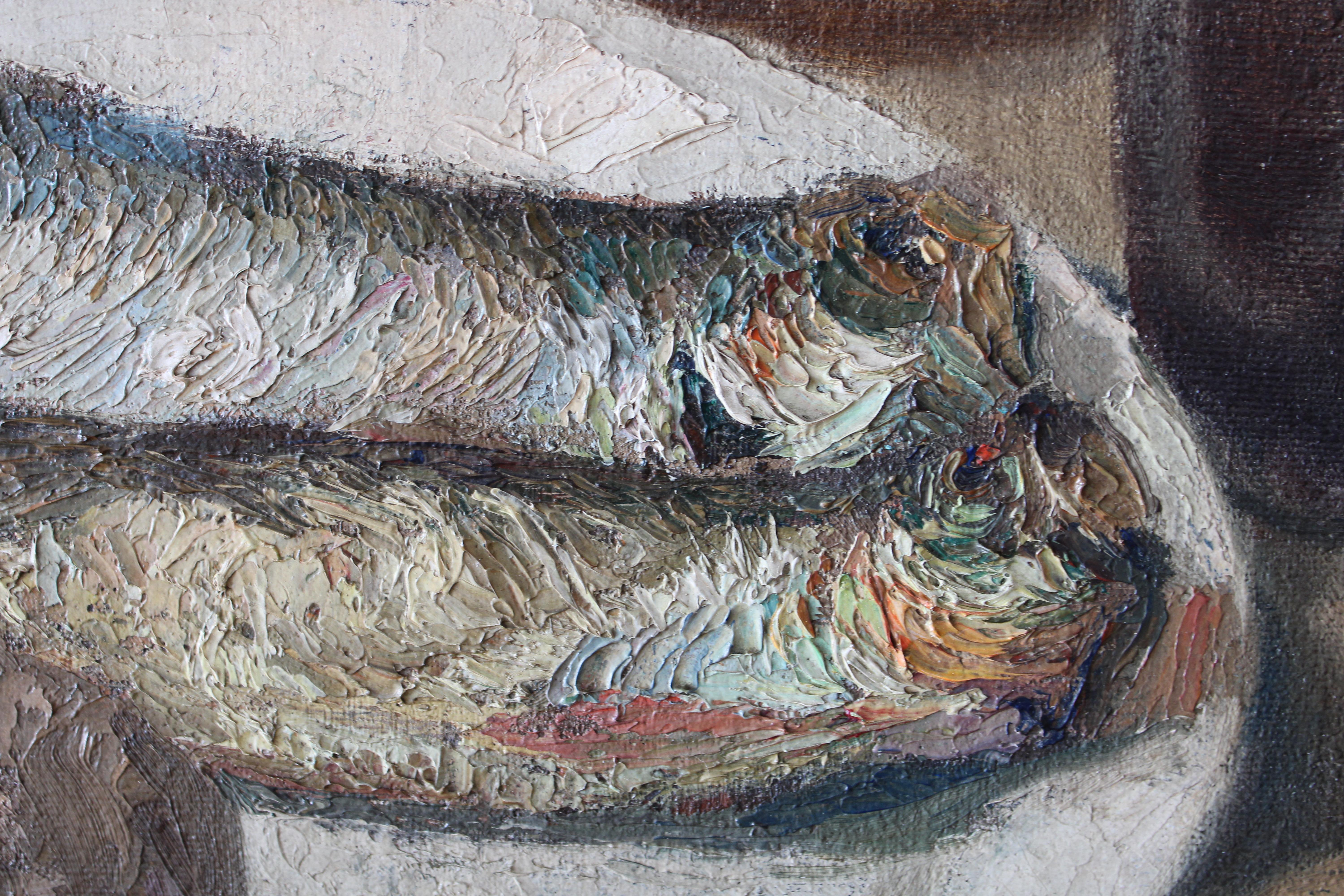 Fish Still Life Painting, Fish Oil Painting, Kitchen Still Life of Herrings 3