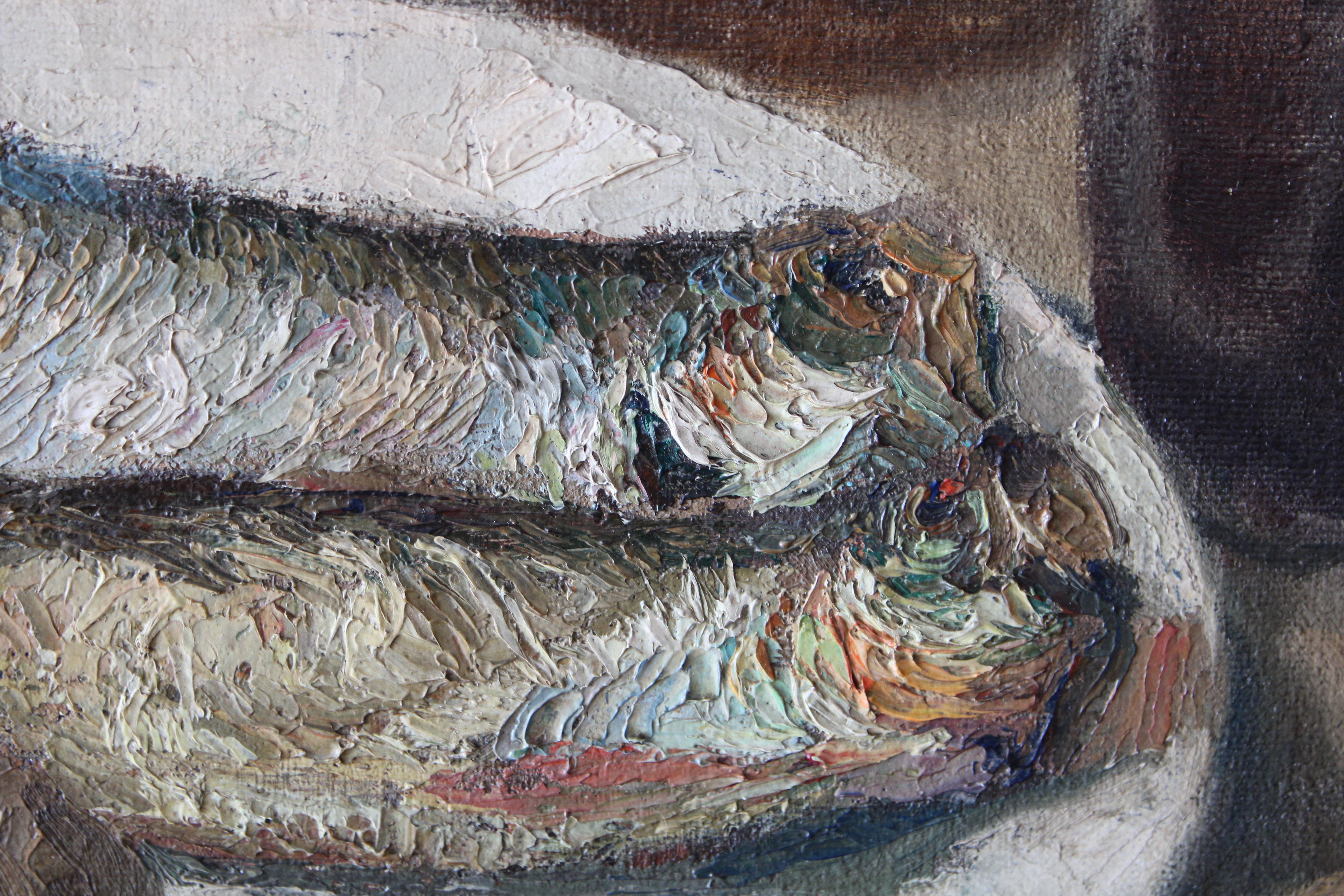 Fish Still Life Painting, Fish Oil Painting, Kitchen Still Life of Herrings 7