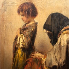 Antique Alone in the world, Oil on panel by Duwez Henri-Joseph (1810-1884)