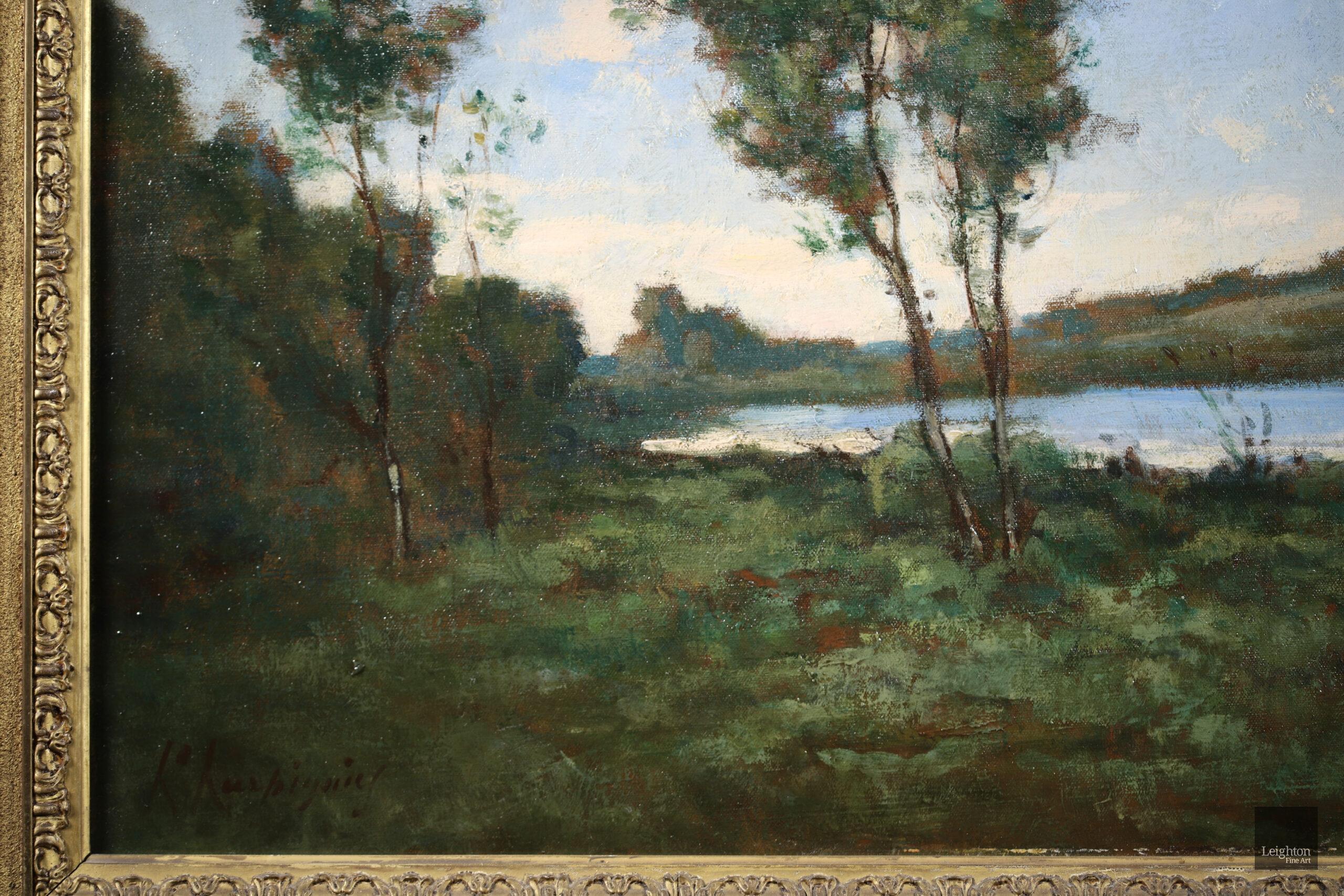 Bord de lac - Brown Landscape Painting by Henri Joseph Harpignies