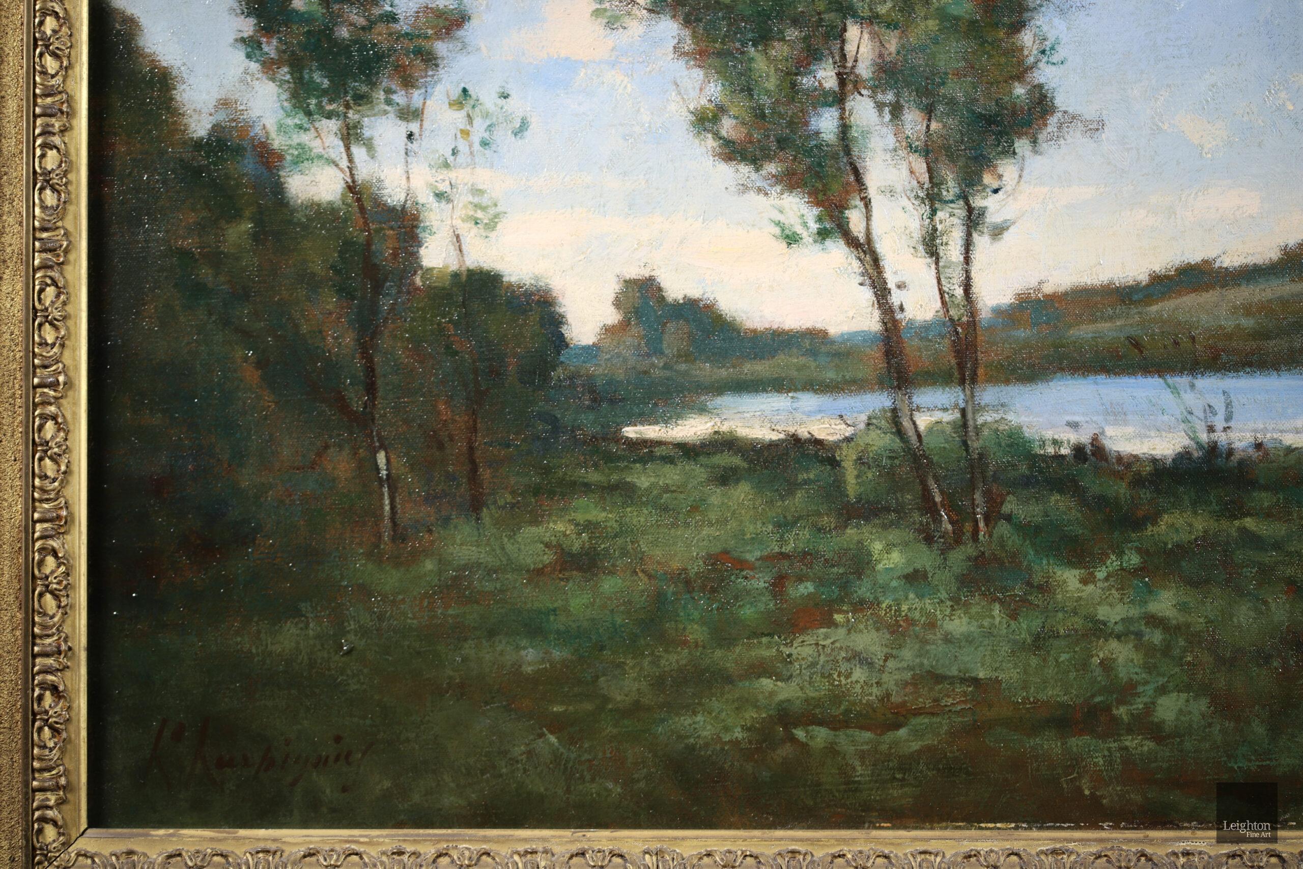 Bord de lac - Landscape Painting Marrone di Henri Joseph Harpignies