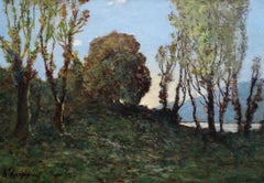 Bords de riviere a Saint-Prive - Barbizon Landsape Oil - Henri Joseph Harpignies