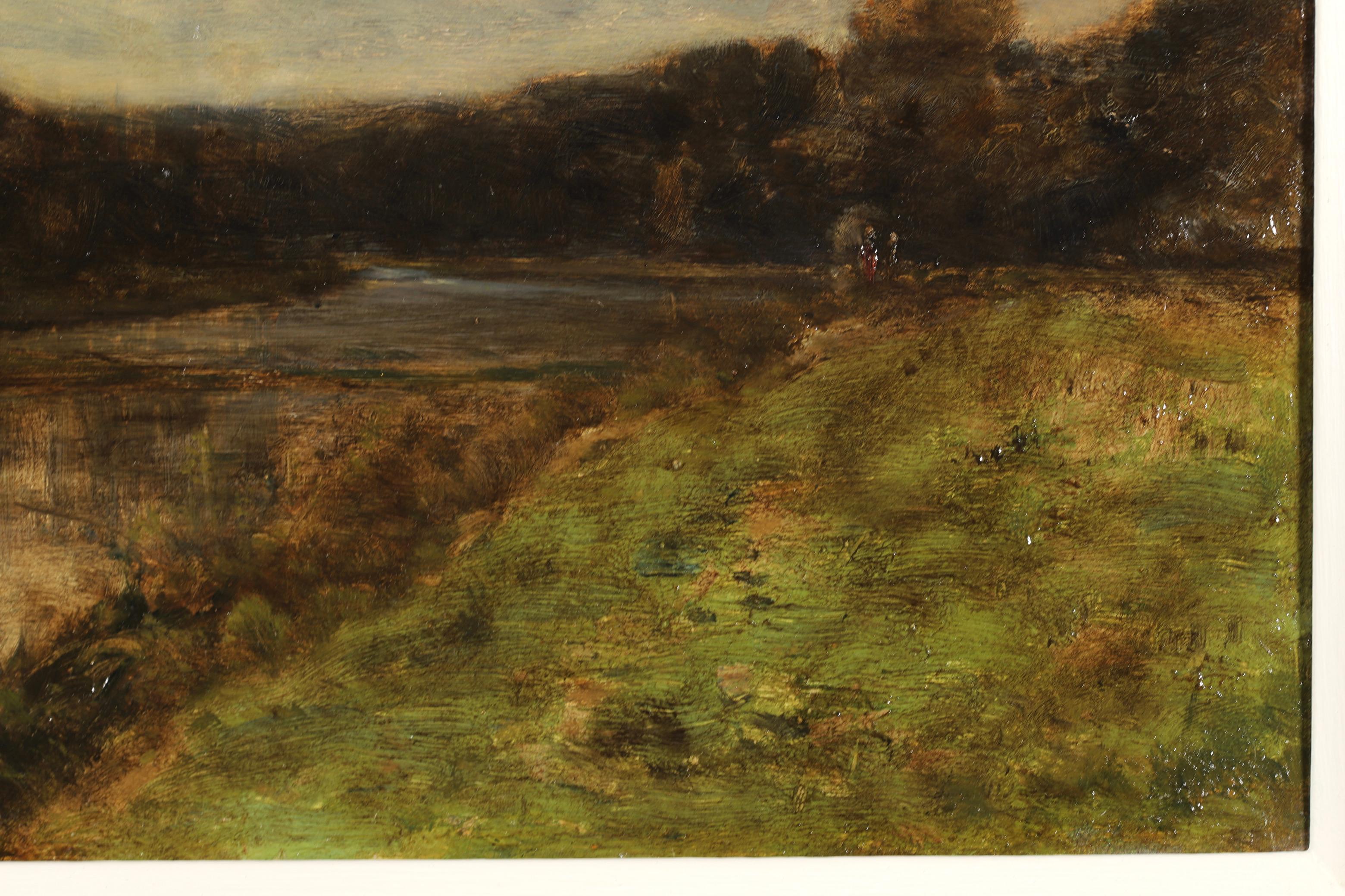 Clair de Lune - Barbizon Oil,  Night River Landsape by Henri Joseph Harpignies 4