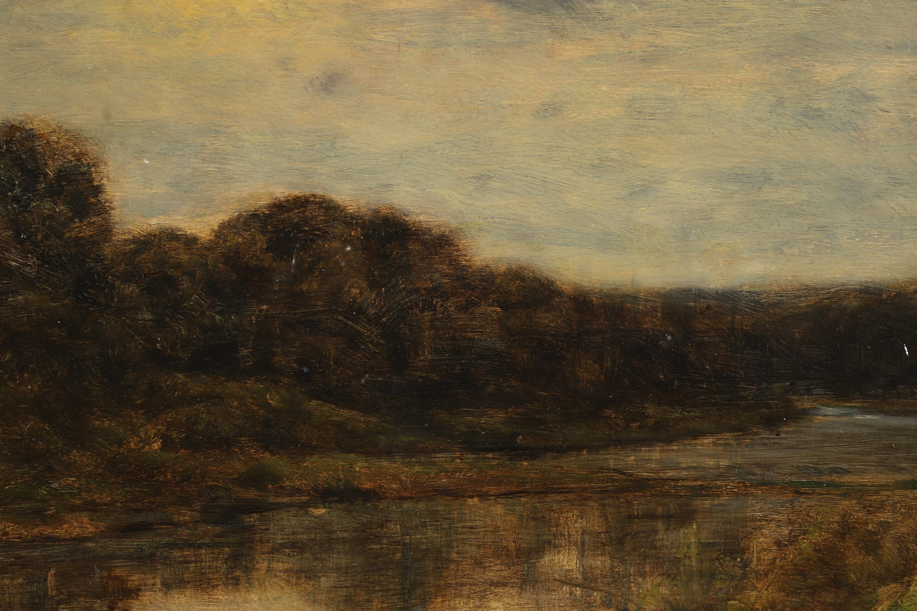 Clair de Lune - Barbizon Oil,  Night River Landsape by Henri Joseph Harpignies 6