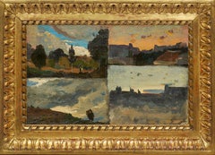 Quatre études de paysage, une peinture inhabituelle d'Henri Joseph Harpignies