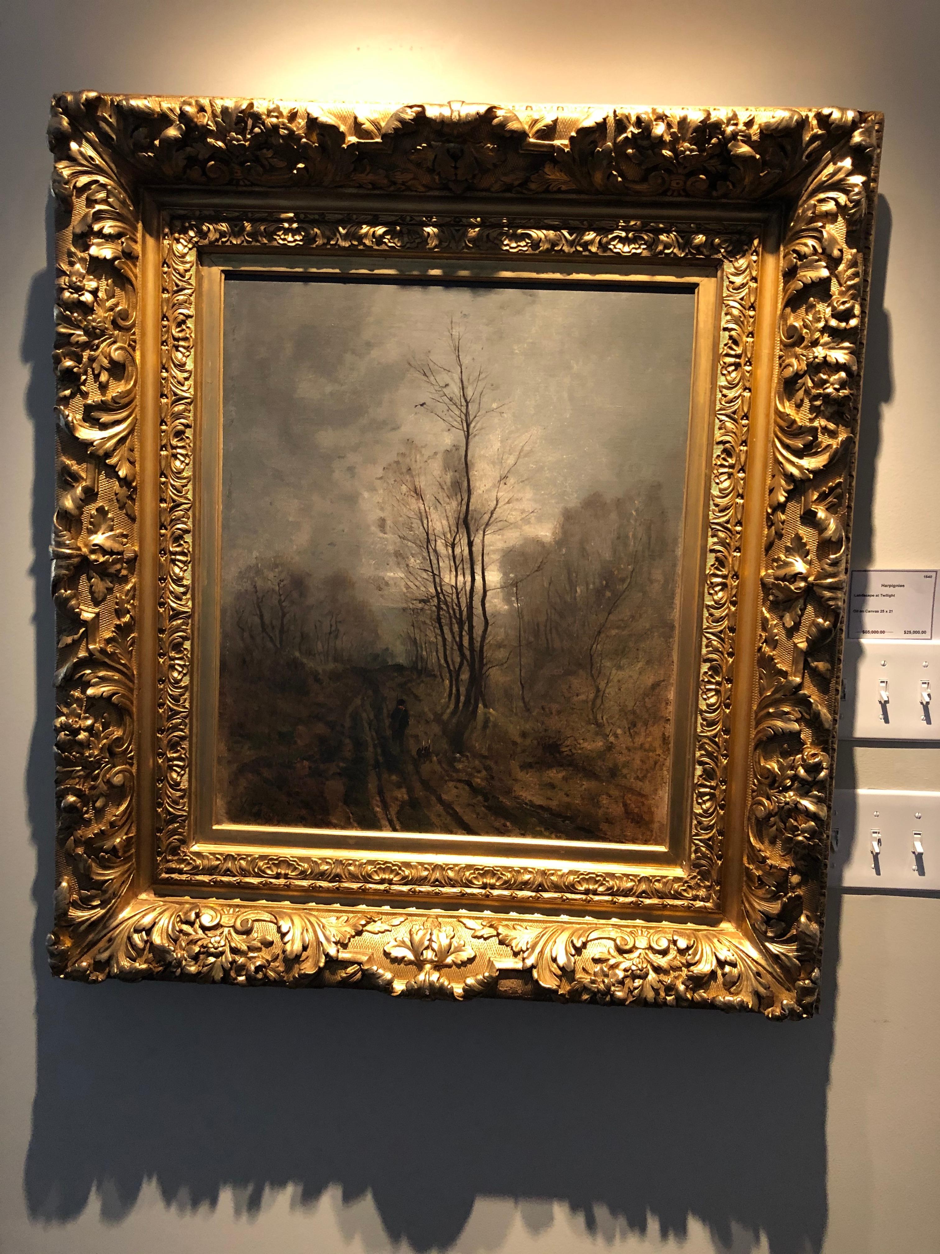 Peinture à l'huile originale de Harpignies « Paysage à Twilight » (landscape at Twilight) - Painting de Henri Joseph Harpignies