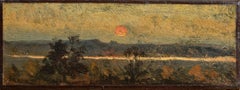 Sunset on the sea of sand, an oil on linen sketch by Henri-Joseph Harpignies