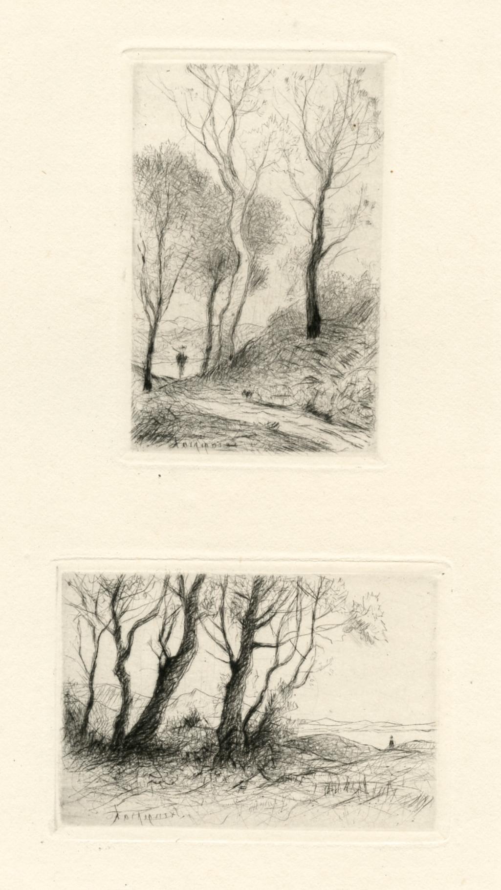 "Paysages" original drypoints - Print by Henri Joseph Harpignies