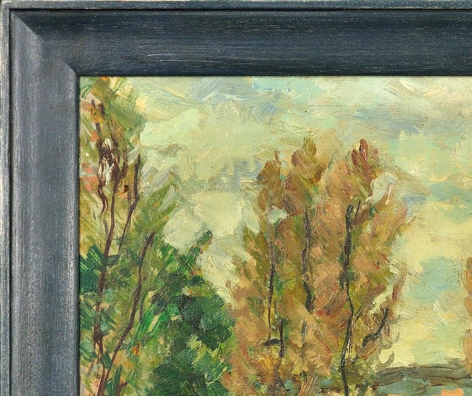 Paysage Arboré Bewaldete Landschaft Gerahmt Provinzielle Ölgemälde Flandern Künstler im Angebot 15
