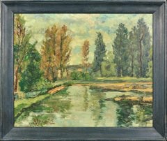 Paysage Arboré Wooded Landscape Encadré Provincial Oil Painting Flanders Artist