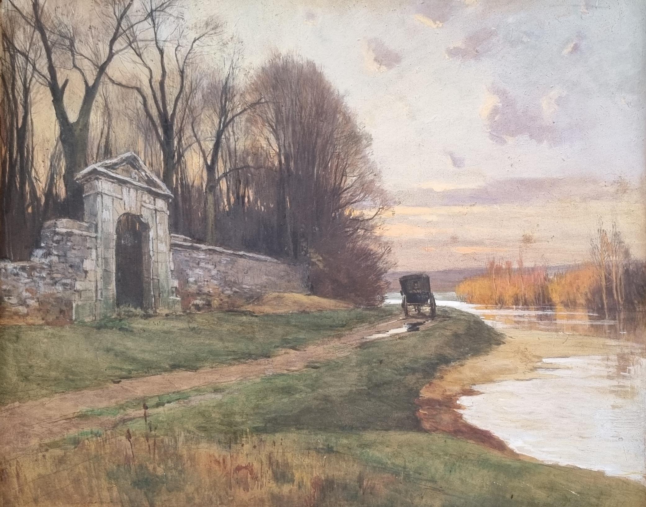 Henri JOURDAIN
Paris, 1863 - Paris, 1931
Oil on cardboard
65 x 54 cm (70 x 59 cm with frame)
Trace of signature lower left “Henri Jourdain”
Countersigned on the back “Henri Jourdain”
Pitch pine frame

Henri Jourdain's style is close to that of